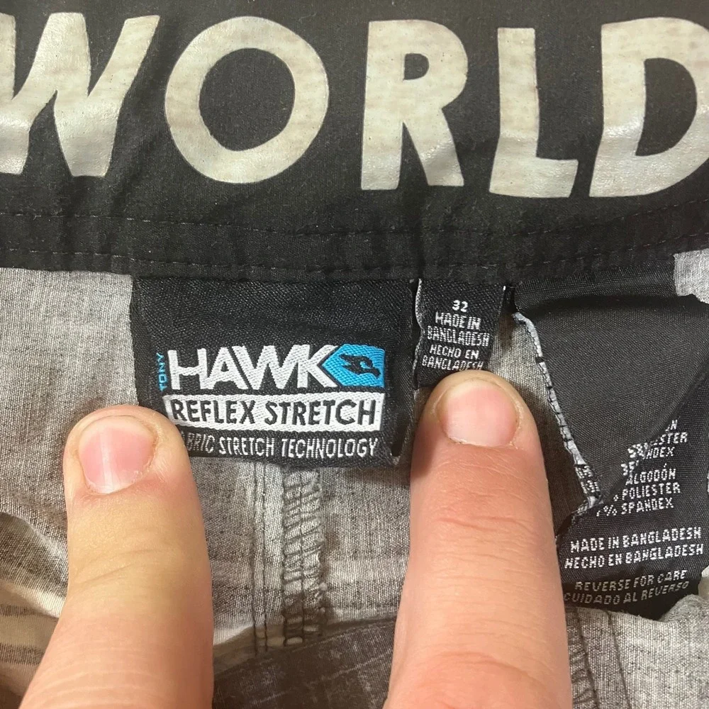 Tony Hawk Mens Board Shorts Size 32 Black Gray Orange Striped Reflex‎ Stretch